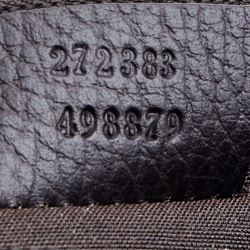 Pre Owned Gucci Dark Brown/Black GG Canvas And Leather Chain Handle Baguette