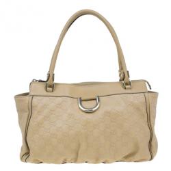 مملوكة مسبقًا Gucci Beige GG Leather D Ring Satchel
