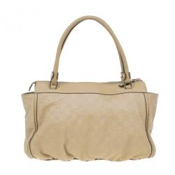 مملوكة مسبقًا Gucci Beige GG Leather D Ring Satchel