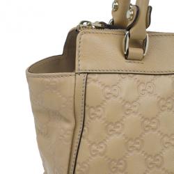 مملوكة مسبقًا Gucci Beige GG Leather D Ring Satchel