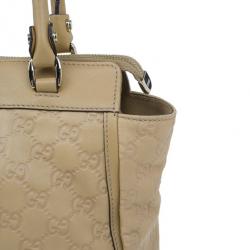 مملوكة مسبقًا Gucci Beige GG Leather D Ring Satchel