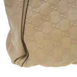 مملوكة مسبقًا Gucci Beige GG Leather D Ring Satchel