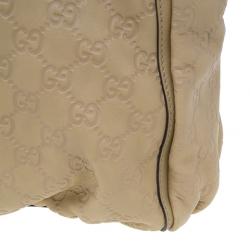 مملوكة مسبقًا Gucci Beige GG Leather D Ring Satchel