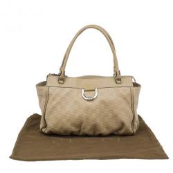 مملوكة مسبقًا Gucci Beige GG Leather D Ring Satchel