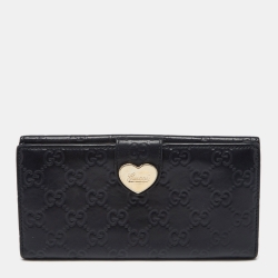 Gucci Black Guccissima Leather Flap Continental Wallet