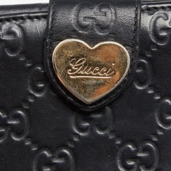 Gucci Black Guccissima Leather Flap Continental Wallet