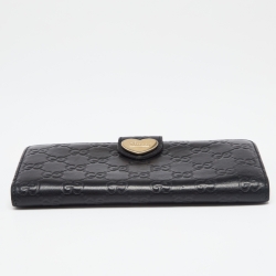 Gucci Black Guccissima Leather Flap Continental Wallet