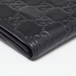 Gucci Black Guccissima Leather Flap Continental Wallet