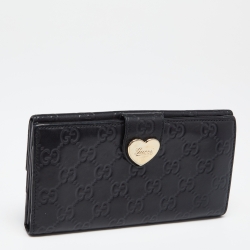 Gucci Black Guccissima Leather Flap Continental Wallet