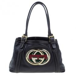 Pre Owned Gucci Brown Leather Britt Medium Tote bag