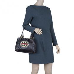 Pre Owned Gucci Brown Leather Britt Medium Tote bag