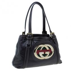 Pre Owned Gucci Brown Leather Britt Medium Tote bag