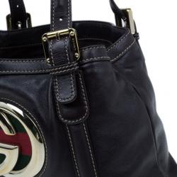 Pre Owned Gucci Brown Leather Britt Medium Tote bag