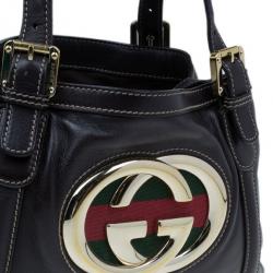 Pre Owned Gucci Brown Leather Britt Medium Tote bag