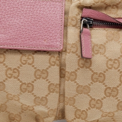 Pre Owned Gucci Beige/Pink GG Canvas And Leather Belt Bag