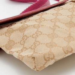 Pre Owned Gucci Beige/Pink GG Canvas And Leather Belt Bag