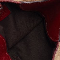 Pre Owned Gucci Beige/Burgundy GG Canvas And Leather Trophy Hobo