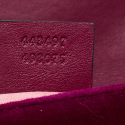 Pre Owned Gucci Magenta Matelassé Velvet Small GG Marmont Shoulder Bag