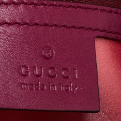 Pre Owned Gucci Magenta Matelassé Velvet Small GG Marmont Shoulder Bag