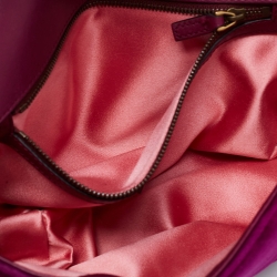 Pre Owned Gucci Magenta Matelassé Velvet Small GG Marmont Shoulder Bag