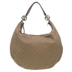 Pre Owned حقيبة غوتشي غوتشيسيما GG توينز هوبو جلد نود وسط