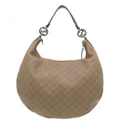 Pre Owned حقيبة غوتشي غوتشيسيما GG توينز هوبو جلد نود وسط