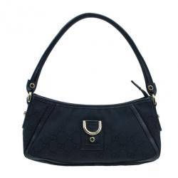 Pre Owned Gucci Black Fabric Small GG Abey Shoulder Bag