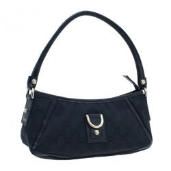 Pre Owned Gucci Black Fabric Small GG Abey Shoulder Bag
