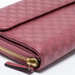 مملوكة مسبقًا Gucci Metallic Pink Microguccissima Leather Continental Wallet