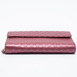 مملوكة مسبقًا Gucci Metallic Pink Microguccissima Leather Continental Wallet