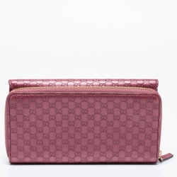 مملوكة مسبقًا Gucci Metallic Pink Microguccissima Leather Continental Wallet