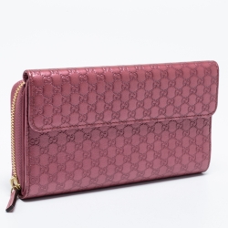 مملوكة مسبقًا Gucci Metallic Pink Microguccissima Leather Continental Wallet