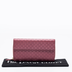 مملوكة مسبقًا Gucci Metallic Pink Microguccissima Leather Continental Wallet