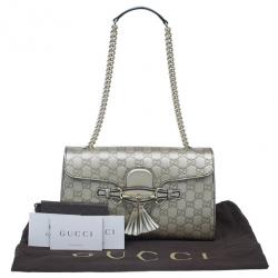 مملوكة مسبقًا Gucci Metallic Gold Guccissima Leather Emily Chain Shoulder Bag