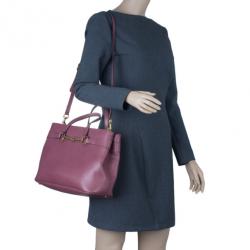 Pre Owned Gucci Purple Leather Medium Bright Bit Tote