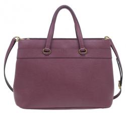 Pre Owned Gucci Purple Leather Medium Bright Bit Tote