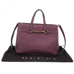 Pre Owned Gucci Purple Leather Medium Bright Bit Tote
