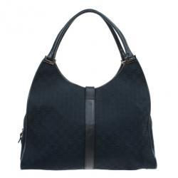 مملوكة مسبقًا حقيبة غوتشي بيستون مونوغرامية سوداء كبيرة