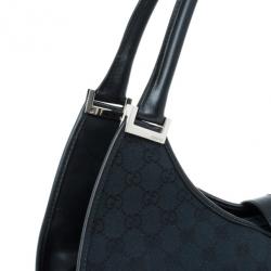 مملوكة مسبقًا حقيبة غوتشي بيستون مونوغرامية سوداء كبيرة