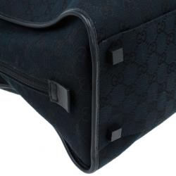 مملوكة مسبقًا حقيبة غوتشي بيستون مونوغرامية سوداء كبيرة