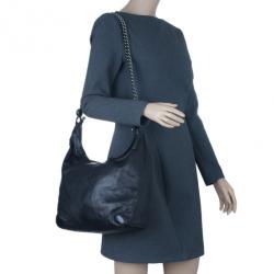 مملوكة مسبقًا حقيبة غوتشي ميتالك جلد أسود صغيرة جالاكسي هوبو