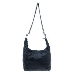 مملوكة مسبقًا حقيبة غوتشي ميتالك جلد أسود صغيرة جالاكسي هوبو