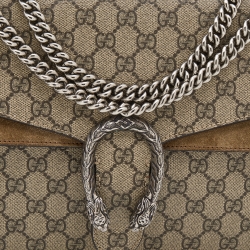 Gucci Beige GG Supreme Canvas and Suede Medium Dionysus Shoulder Bag
