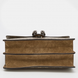 Gucci Beige GG Supreme Canvas and Suede Medium Dionysus Shoulder Bag