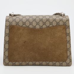 Gucci Beige GG Supreme Canvas and Suede Medium Dionysus Shoulder Bag