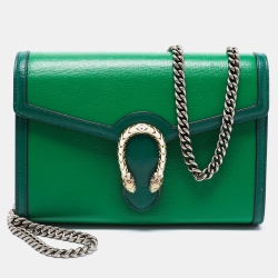 مملوكة مسبقًا محفظة غوتشي ديونيسوس جلد أسود صغيرة بسلسلة