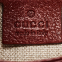 Pre Owned Gucci Beige/Maroon GG Canvas and Leather Medium Marrakech Tassel Messenger Bag