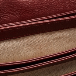 Pre Owned Gucci Beige/Maroon GG Canvas and Leather Medium Marrakech Tassel Messenger Bag