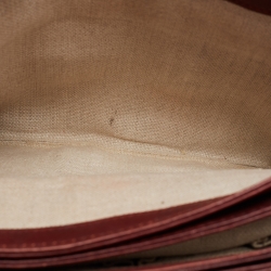 Pre Owned Gucci Beige/Maroon GG Canvas and Leather Medium Marrakech Tassel Messenger Bag