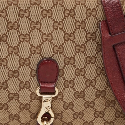 Pre Owned Gucci Beige/Maroon GG Canvas and Leather Medium Marrakech Tassel Messenger Bag